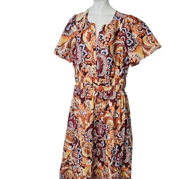 Anthropologie The Somerset Maxi Dress, Short Sleeve, V-Neck, Tiered, Smocked, XL - Picture 8 of 8